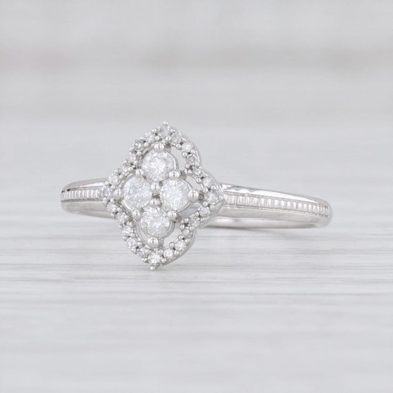 Diamond Halo Ring, White Gold Ring, Size 7 Ring, … - image 1