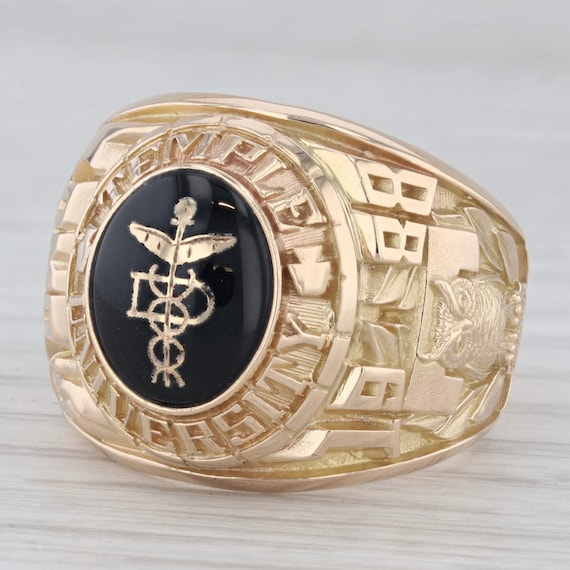 Temple University Class Ring Dentistry 1988 Onyx 14k Gold Size 11.5 Etsy