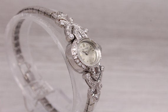 Vintage Bulova Ladies 14k White Gold & Diamond Wr… - image 7