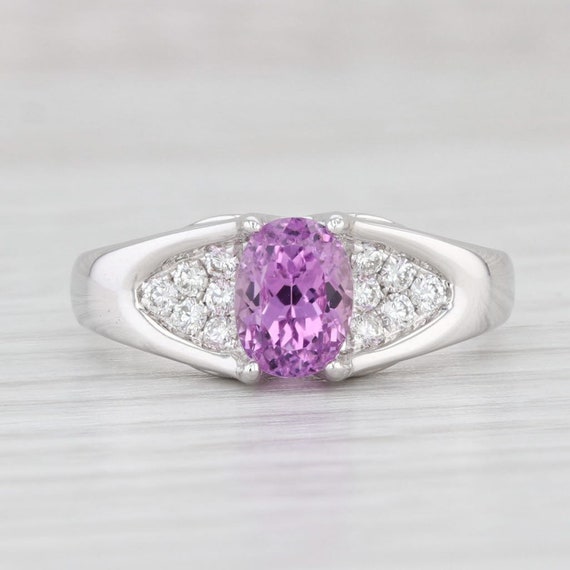 1.69ctw Oval Pink Kunzite Diamond Ring 14k White … - image 2