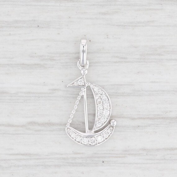 New Diamond Sailboat Pendant 14k White 