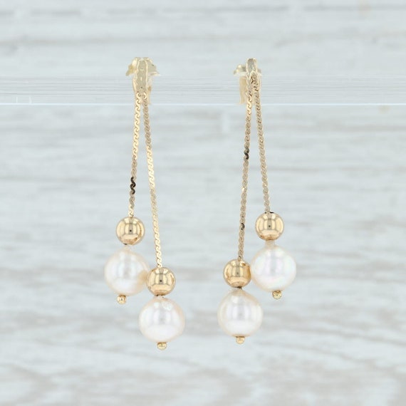 Cultured Pearl Drop Earrings, Gold Pearl Earrings,