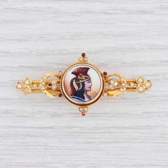 Antique Brooch, Soldiers Bust Brooch, Yellow Gold