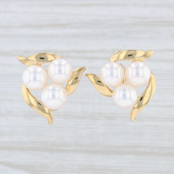Mikimoto Pearl Earrings, Earrings with Box, Gold P