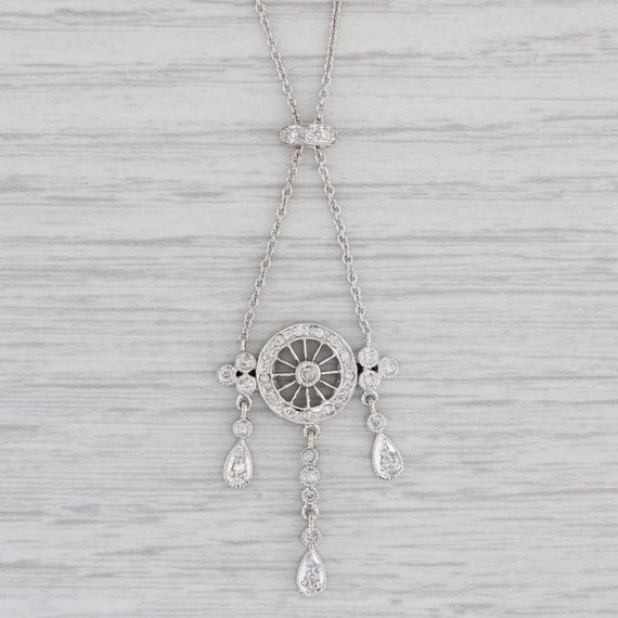 0.25ctw Diamond Lariat Pendant Necklace 14k White… - image 1
