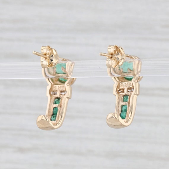 0.89ctw Emerald Diamond J-Hook Earrings 14k Yello… - image 3