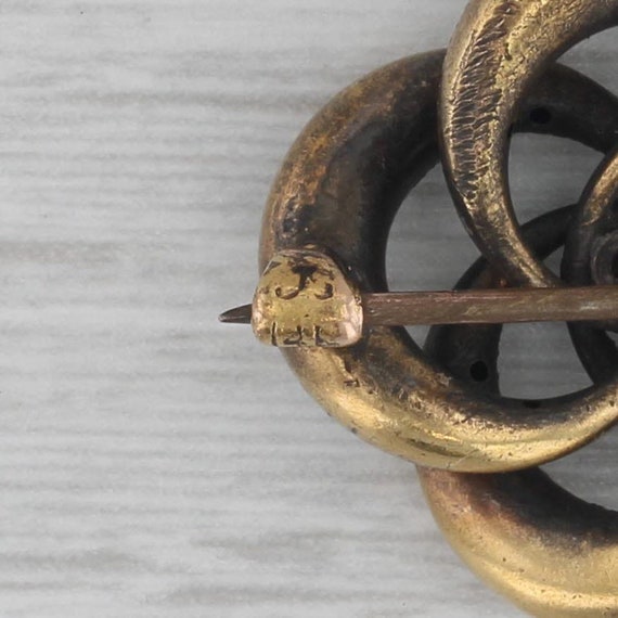 Vintage Flower Knot Brooch 14k Gold Enamel Seed P… - image 5