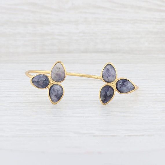 Crystal Cuff Bracelet, Flower Cuff Bracelet, Sterl