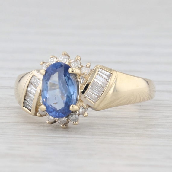 1.51ctw Oval Blue Sapphire Diamond Ring 14k Yellow