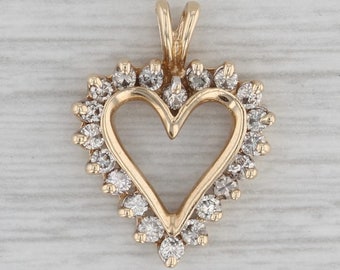 0.45ctw Diamond Open Heart Pendant 10k Yellow Gold