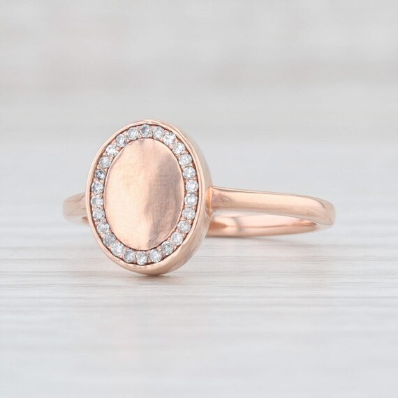 Diamond Halo Ring, Diamond Signet Ring, Rose Gold