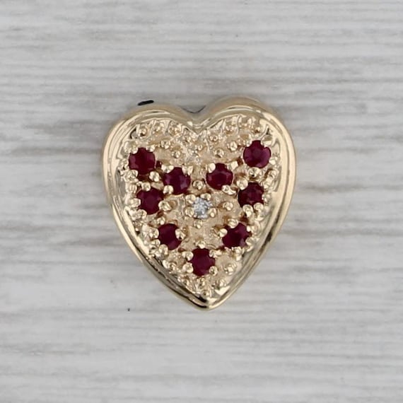 0.18ctw Ruby Diamond Heart Slide Bracelet Charm 14k Gold Vintage Richard Klein Etsy UK
