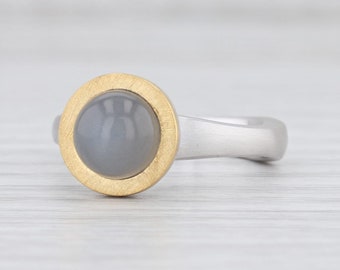 New Bastian Inverun Ring 12850 Bicolor Memorable Surface Moonstone Silver 56 7.5