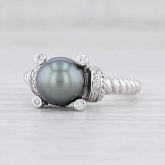 Cultured Pearl Ring, Gray Pearl Ring, Pearl & Diam