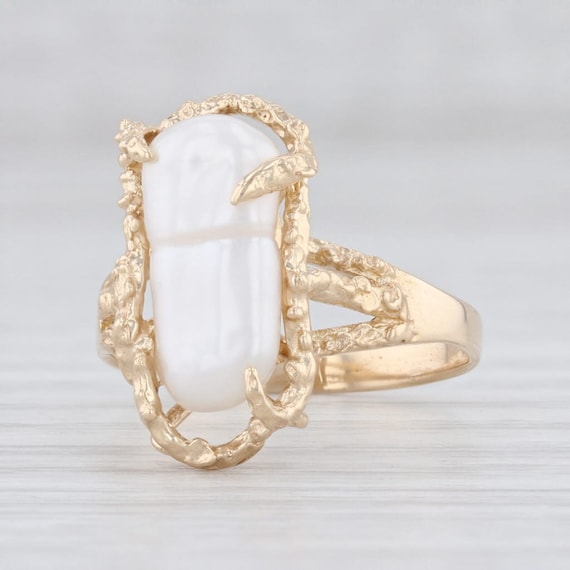Baroque Pearl Ring, Freshwater Pearl Ring, Yellow