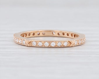 Rose Gold Diamond Ring, Diamond Stackable Ring, Diamond Stacking Ring, Eternity Wedding Band, Diamond Eternity Ring, Size 6.5 Ring