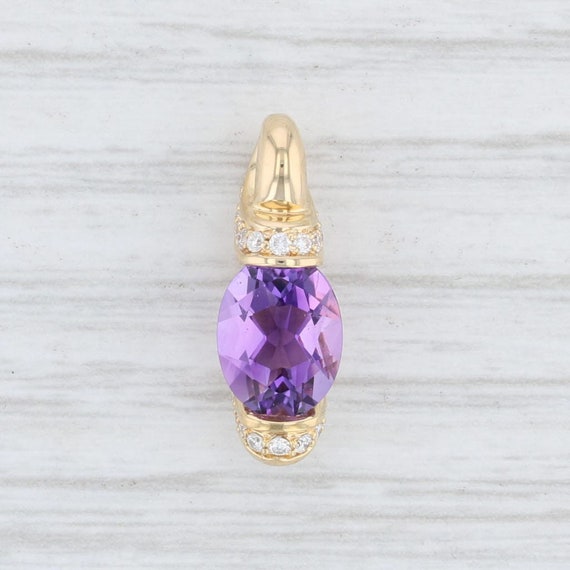 Amethyst & Diamond Pendant, 18k Yellow Gold Pendan