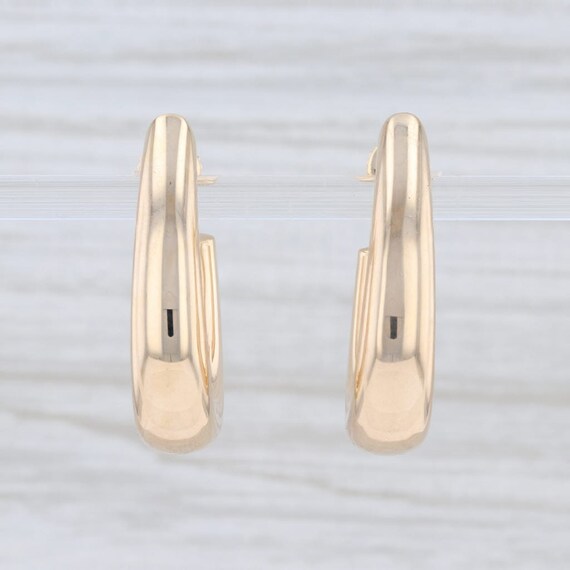 Oval Hoop Earrings, Yellow Gold Hoops, Pierced Ear