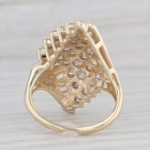 1.70ctw Diamond Cluster Bypass Ring 10k Yellow Go… - image 4