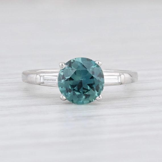 1.77ctw Blue Sapphire Diamond Ring Platinum Size … - image 2