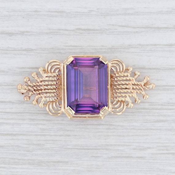 Vintage Brooch, Purple Sapphire Brooch, Yellow Gol
