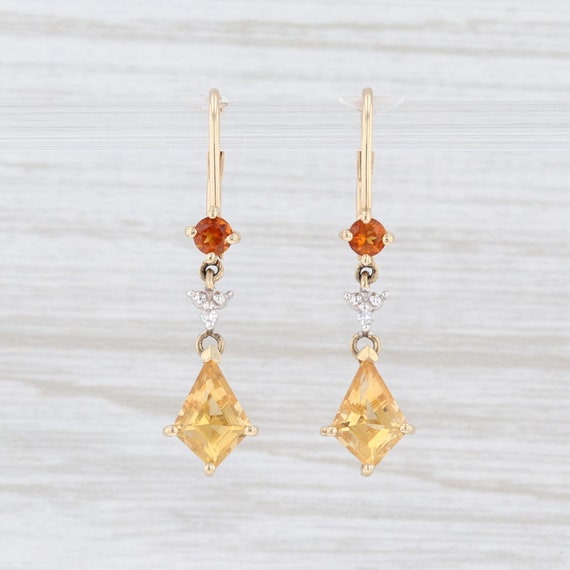 Citrine & Diamond Earrings, Drop Earrings, Yellow
