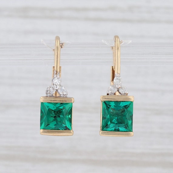 Emerald & Diamond Earrings, Emerald Drop Earrings,