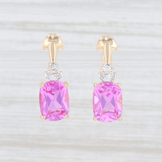 Pink Sapphire & Diamond Earrings, Drop Earrings, Y