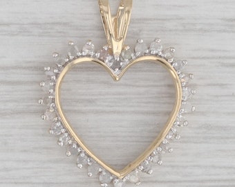 0.30ctw Diamond Open Heart Pendant 10k Yellow Gold