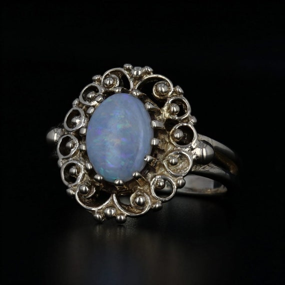 Ornate Opal Ring, Vintage Opal Ring, Yellow Gold R