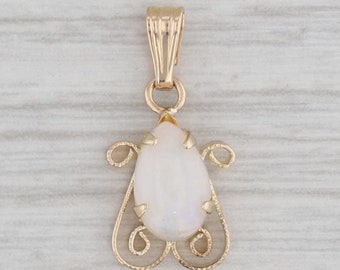 Pear Opal Solitaire Pendant 14k Yellow Gold