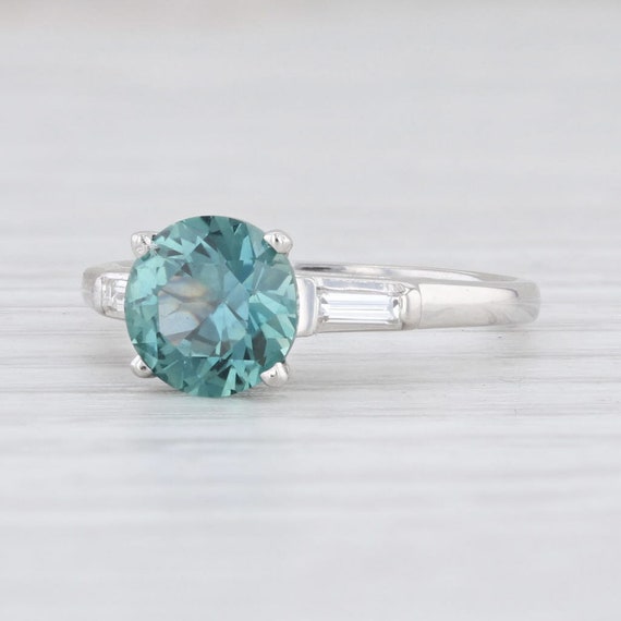 1.77ctw Blue Sapphire Diamond Ring Platinum Size … - image 1