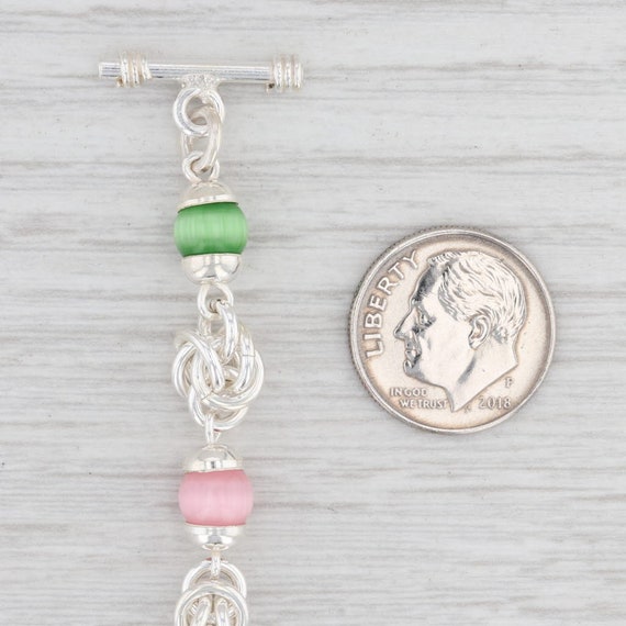New Multi Color Glass Bead Chain Bracelet 7.25" S… - image 4