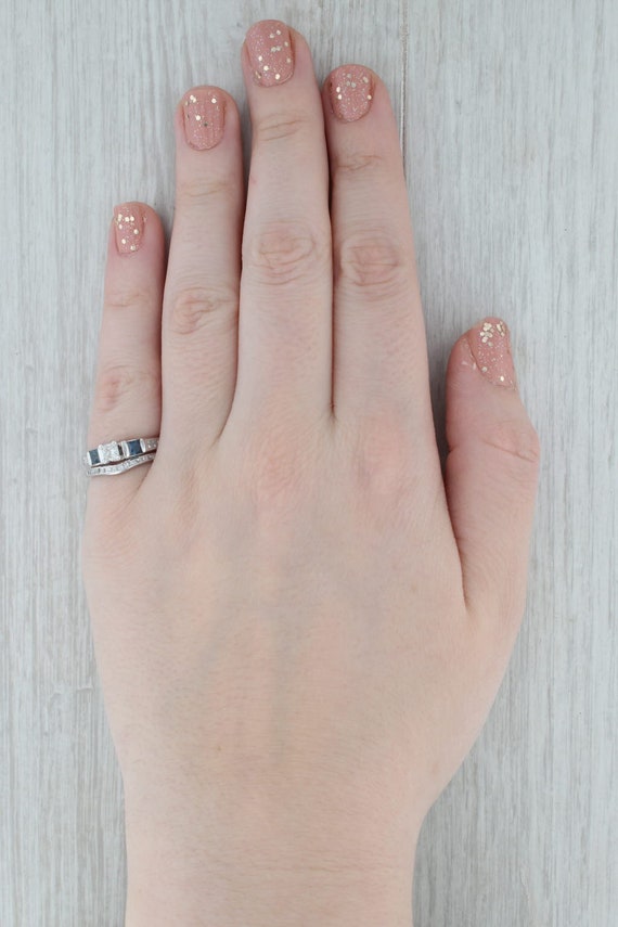 0.97ctw Princess Diamond Sapphire Engagement Ring… - image 10