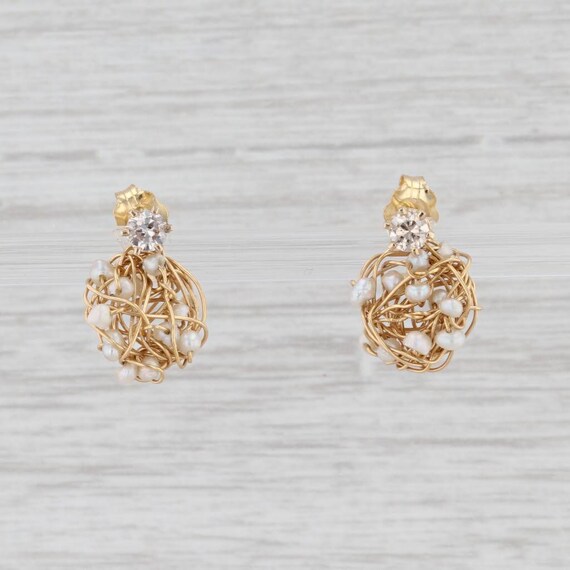 Diamond Stud Earrings Pearl Nest Enhancer Charms 10k 18k Yellow Gold Nordstrom Etsy