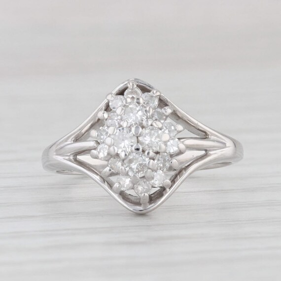 0.30ctw Diamond Cluster Ring 14k White Gold Size … - image 2