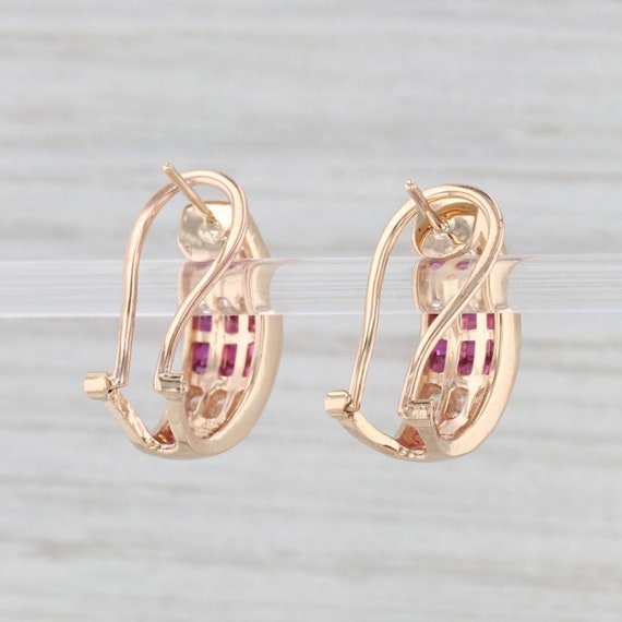 1.40ctw Ruby Diamond J-Hook Earrings 14k Yellow G… - image 3