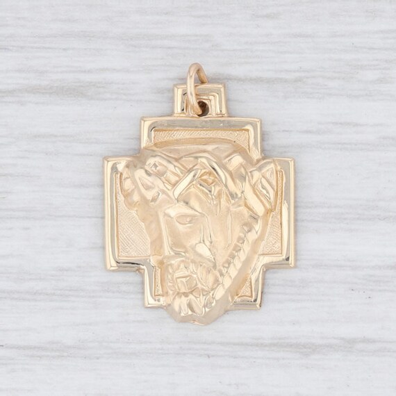 Jesus Pendant, Cross Pendant, Yellow Gold Pendant,