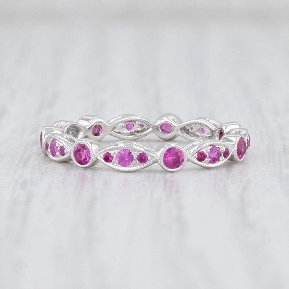 Ruby Eternity Ring, Ruby Stacking Ring, Stackable… - image 4