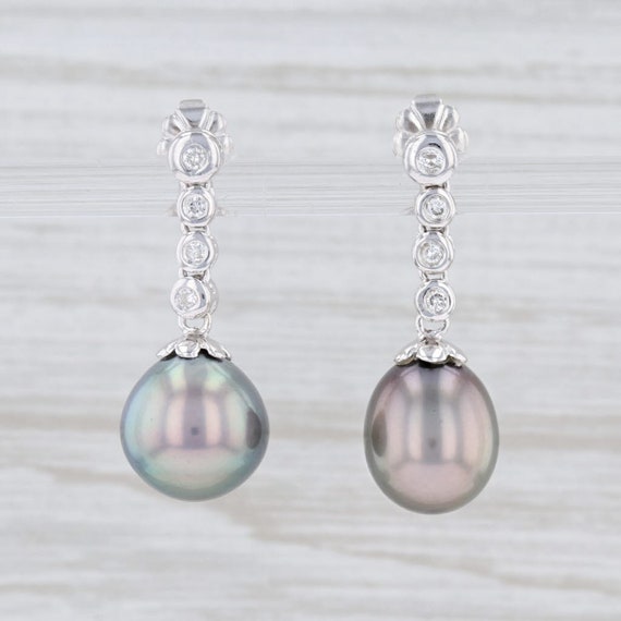 Na Hoku Earrings, Gray Pearl Earrings, Pearl and D