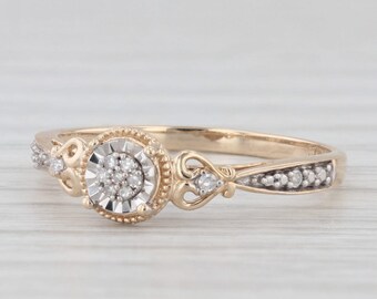 Diamond Accented Heart Ring 10k Yellow Gold Size 7 Cathedral Engagement Promise