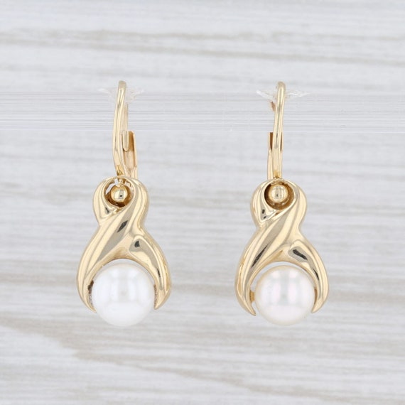 Solitaire Pearl Earrings, Pearl Drop Earrings, Yel