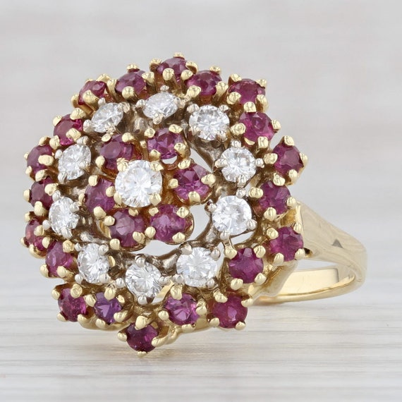 Ruby diamond flower sale ring