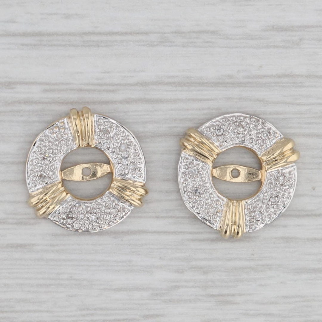 Diamond Circle Earring Enhancers Jackets for Stud Earrings 14k Gold Etsy