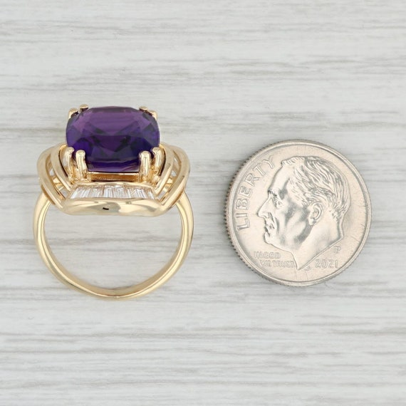 6.48ct Amethyst Diamond Ring 18k Yellow Gold Size… - image 7