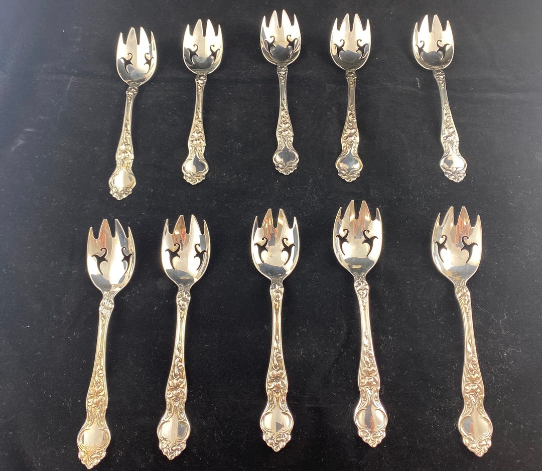 Wallace Violet Ramekin Forks Set of 10 Sterling Silver Floral 1904 5.75 Etsy
