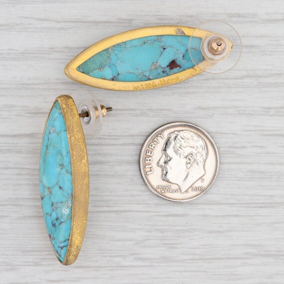 New Nina Nguyen Marbled Turquoise Earrings Sterli… - image 4