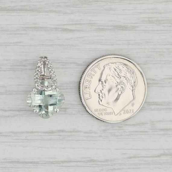 New Green Amethyst Diamond Flower Drop Pendant 14… - image 4