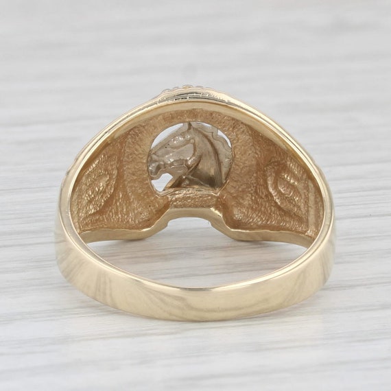 Horseshoe Horse Ring 14k Yellow White Gold Size 1… - image 4