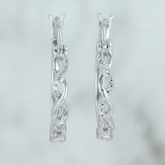 Woven Diamond Hoops, Hoop Earrings, White Gold Hoo